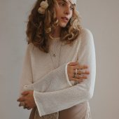 Handmade Cotton Crochet Headband: Beige Boho Lace Headpiece With Pompoms