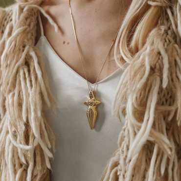 Gold Plated Silver Goddess Pendant: Trypillian Bereginya Jewelry