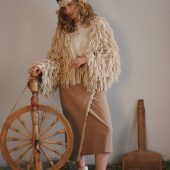 Beige Knitted Alpaca Cardigan: Women's Merino Wool Cropped Jacket