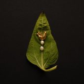 Flower And Bird Jewelry Earrings, Silver Earrings Covered With 24k Gold Plating Natural Pearls