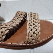 Handmade Moroccan Leather Sandals – Braided Flat Sandals For Women – Natural Tan Summer Shoes With Ankle Strap – Artisanmoroccatelie